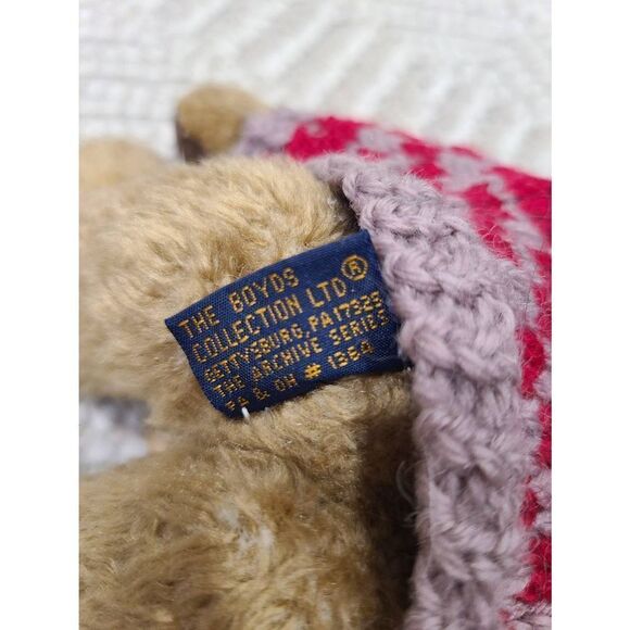 Boyds Archive Geraldo Plush Toy Bear Brown Big Ear Red Sweater Original Tags - Picture 4 of 5
